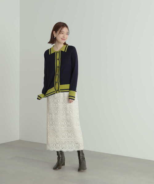 N.(N. Natural Beauty Basic)(エヌエヌナチュラルビューティーベーシック)の「◆カラートリミングニットシャツ(ニット/セーター・レディース・ホワイト系その他/グリーン系その他/ネイビー系・MEDIUM)」の17枚目の写真