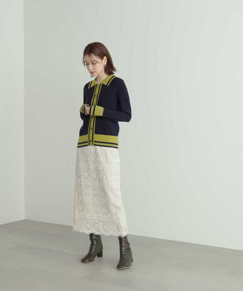 N.(N. Natural Beauty Basic)(エヌエヌナチュラルビューティーベーシック)の「◆カラートリミングニットシャツ(ニット/セーター・レディース・ホワイト系その他/グリーン系その他/ネイビー系・MEDIUM)」の18枚目の写真