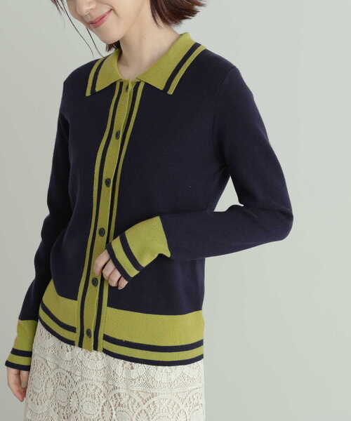 N.(N. Natural Beauty Basic)(エヌエヌナチュラルビューティーベーシック)の「◆カラートリミングニットシャツ(ニット/セーター・レディース・ホワイト系その他/グリーン系その他/ネイビー系・MEDIUM)」の22枚目の写真