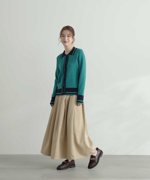 N.(N. Natural Beauty Basic)(エヌエヌナチュラルビューティーベーシック)の「◆カラートリミングニットシャツ(ニット/セーター・レディース・ホワイト系その他/グリーン系その他/ネイビー系・MEDIUM)」の19枚目の写真