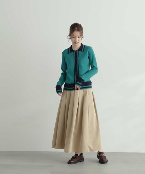 N.(N. Natural Beauty Basic)(エヌエヌナチュラルビューティーベーシック)の「◆カラートリミングニットシャツ(ニット/セーター・レディース・ホワイト系その他/グリーン系その他/ネイビー系・MEDIUM)」の20枚目の写真