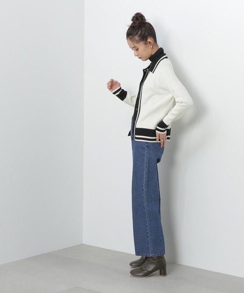 N.(N. Natural Beauty Basic)(エヌエヌナチュラルビューティーベーシック)の「◆カラートリミングニットシャツ(ニット/セーター・レディース・ホワイト系その他/グリーン系その他/ネイビー系・MEDIUM)」の4枚目の写真