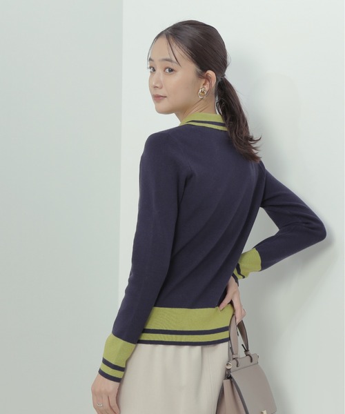 N.(N. Natural Beauty Basic)(エヌエヌナチュラルビューティーベーシック)の「◆カラートリミングニットシャツ(ニット/セーター・レディース・ホワイト系その他/グリーン系その他/ネイビー系・MEDIUM)」の11枚目の写真