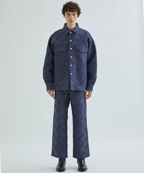 KIIT（キート）の「【KIIT】STUDIOUS 別注 PINTUCK TROUSERS（スラックス・メンズ・ブラック/インディゴブルー・1/2）」の13枚目の写真