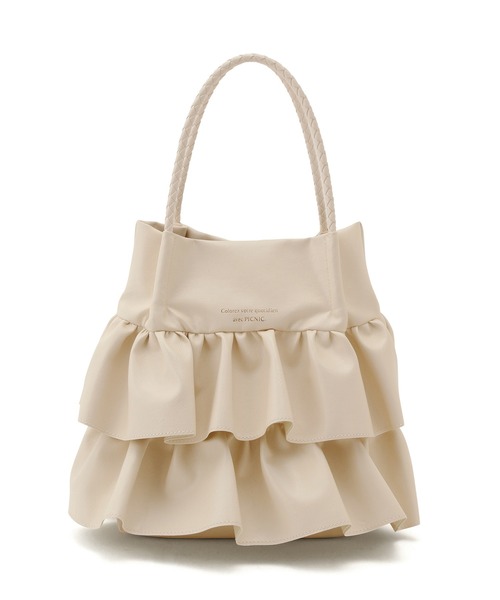 ROPE' PICNIC（ロペピクニック）の「ダブルフリルメッシュハンドルミドルトートバッグ（トートバッグ・レディース・ブラック/キナリ/グリーン系その他・FREE）」の12枚目の写真