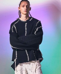 MAISON SPECIAL | 《ユニセックスアイテム》鬼ワッフルクレイジーパッチワークエンブロイダリークルーネックニットプルオーバー【MAISON SPECIAL/メゾンスペシャル】(ニット/セーター)