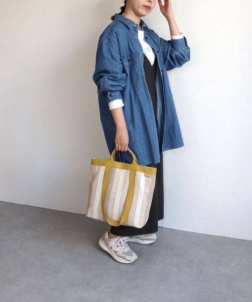 COLDE （コルデ）の「ストライプ2wayトートバッグ（トートバッグ・レディース・ブルー/ブラック/ベージュ・FREE）」の7枚目の写真