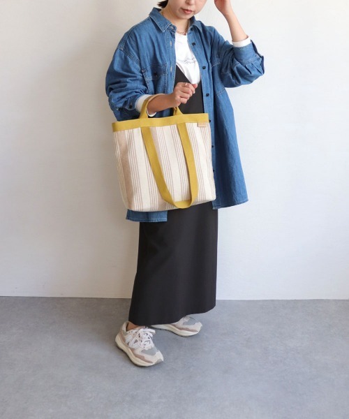 COLDE （コルデ）の「ストライプ2wayトートバッグ（トートバッグ・レディース・ブルー/ブラック/ベージュ・FREE）」の8枚目の写真