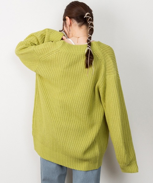 【未使用】【公式売り切れ】ボアニットカーディガン　イエロー セール】atONE ニットカーディガン レディース オーバーサイズ