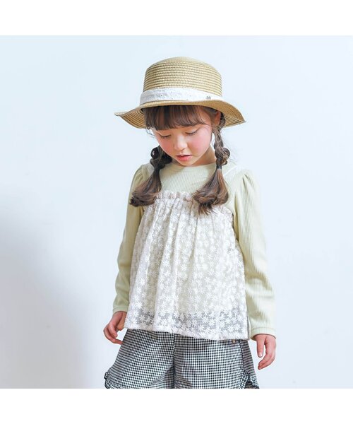 apres les cours(アプレレクール)の「リボンペーパーハット_UVカット(ハット・キッズ・ベージュ/アイボリー・54/48/52/50)」の4枚目の写真