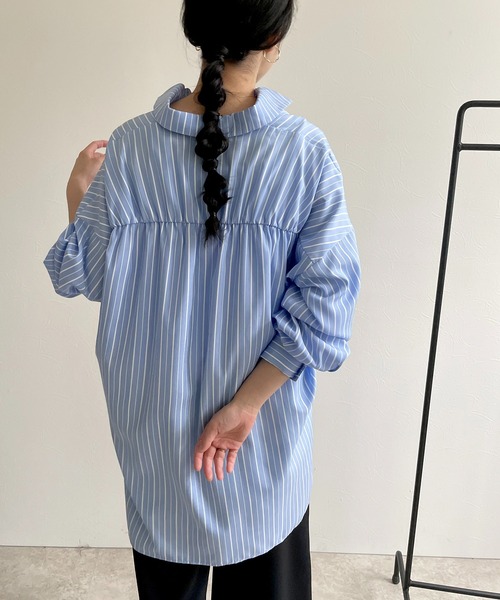 LHELBIE(レルビエ)の「フラワープリントストライプシャツ(シャツ/ブラウス・レディース・ライトベージュ/ライトパープル/ライトブルー・M)」の11枚目の写真