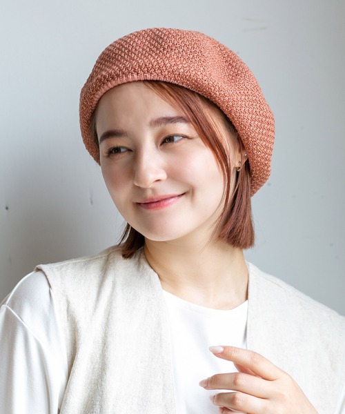 14+（イチヨンプラス）の「サーモベレー帽（ハンチング/ベレー帽・レディース・グレー/ブラック/ブルー/オレンジ/ベージュ/グリーン・FREE）」の22枚目の写真