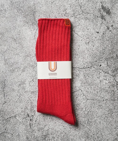 UNIVERSAL OVERALL（ユニバーサルオーバーオール）の「【UNIVERSAL OVERALL】ワンウォッシュ リブクルーソックス（ソックス/靴下・メンズ・ブルー/ベージュ/ネイビー/オレンジ/レッド・SMALL/MEDIUM）」の4枚目の写真