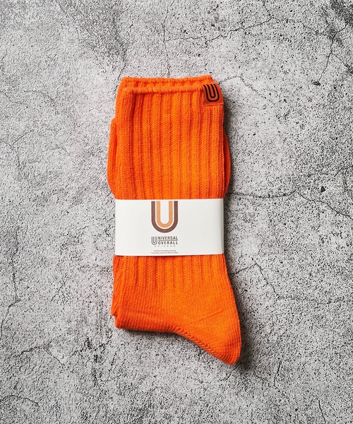 UNIVERSAL OVERALL（ユニバーサルオーバーオール）の「【UNIVERSAL OVERALL】ワンウォッシュ リブクルーソックス（ソックス/靴下・メンズ・ブルー/ベージュ/ネイビー/オレンジ/レッド・SMALL/MEDIUM）」の5枚目の写真
