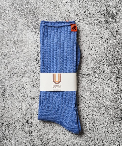 UNIVERSAL OVERALL（ユニバーサルオーバーオール）の「【UNIVERSAL OVERALL】ワンウォッシュ リブクルーソックス（ソックス/靴下・メンズ・ブルー/ベージュ/ネイビー/オレンジ/レッド・SMALL/MEDIUM）」の3枚目の写真