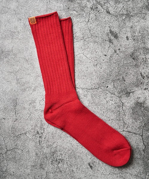 UNIVERSAL OVERALL（ユニバーサルオーバーオール）の「【UNIVERSAL OVERALL】ワンウォッシュ リブクルーソックス（ソックス/靴下・メンズ・ブルー/ベージュ/ネイビー/オレンジ/レッド・SMALL/MEDIUM）」の9枚目の写真