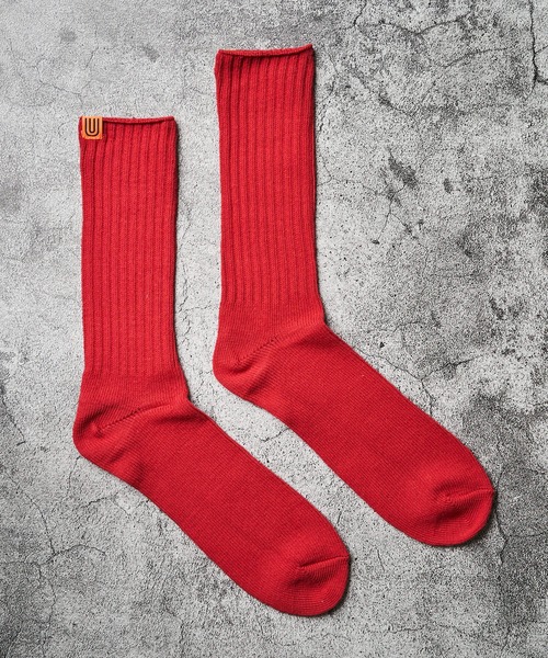 UNIVERSAL OVERALL（ユニバーサルオーバーオール）の「【UNIVERSAL OVERALL】ワンウォッシュ リブクルーソックス（ソックス/靴下・メンズ・ブルー/ベージュ/ネイビー/オレンジ/レッド・SMALL/MEDIUM）」の11枚目の写真