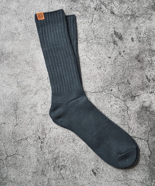 UNIVERSAL OVERALL（ユニバーサルオーバーオール）の「【UNIVERSAL OVERALL】ワンウォッシュ リブクルーソックス（ソックス/靴下・メンズ・ブルー/ベージュ/ネイビー/オレンジ/レッド・SMALL/MEDIUM）」の7枚目の写真