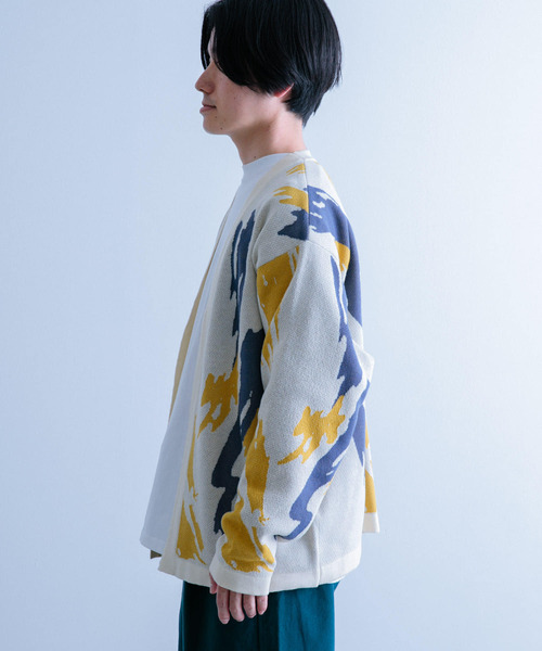 ITEMS URBANRESEARCH（アイテムズ アーバンリサーチ）の「マシンウォッシャブル 総柄ニットカーディガン（カーディガン/ボレロ・メンズ・アイボリー/ブラック・MEDIUM/LARGE）」の15枚目の写真