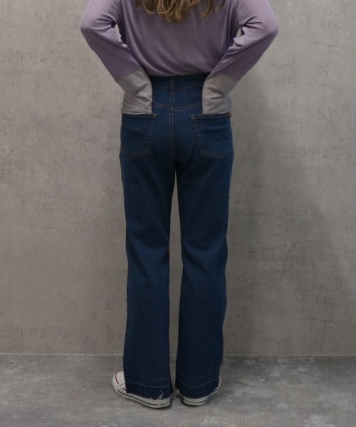 SELECT LEVERY(セレクトリベリー)の「柔らかレーヨン混デニム裾カットオフバギーパンツ(デニムパンツ・レディース・ネイビー/ワンウォッシュ/ブルー・SMALL/X-LARGE/MEDIUM/LARGE)」の7枚目の写真