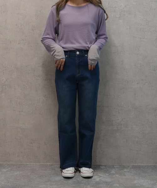 SELECT LEVERY(セレクトリベリー)の「柔らかレーヨン混デニム裾カットオフバギーパンツ(デニムパンツ・レディース・ネイビー/ワンウォッシュ/ブルー・SMALL/X-LARGE/MEDIUM/LARGE)」の4枚目の写真