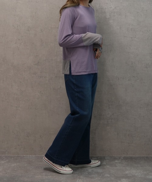 SELECT LEVERY(セレクトリベリー)の「柔らかレーヨン混デニム裾カットオフバギーパンツ(デニムパンツ・レディース・ネイビー/ワンウォッシュ/ブルー・SMALL/X-LARGE/MEDIUM/LARGE)」の11枚目の写真