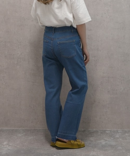 SELECT LEVERY(セレクトリベリー)の「柔らかレーヨン混デニム裾カットオフバギーパンツ(デニムパンツ・レディース・ネイビー/ワンウォッシュ/ブルー・SMALL/X-LARGE/MEDIUM/LARGE)」の5枚目の写真