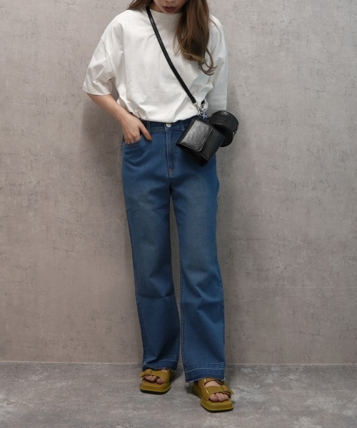 SELECT LEVERY(セレクトリベリー)の「柔らかレーヨン混デニム裾カットオフバギーパンツ(デニムパンツ・レディース・ネイビー/ワンウォッシュ/ブルー・SMALL/X-LARGE/MEDIUM/LARGE)」の8枚目の写真