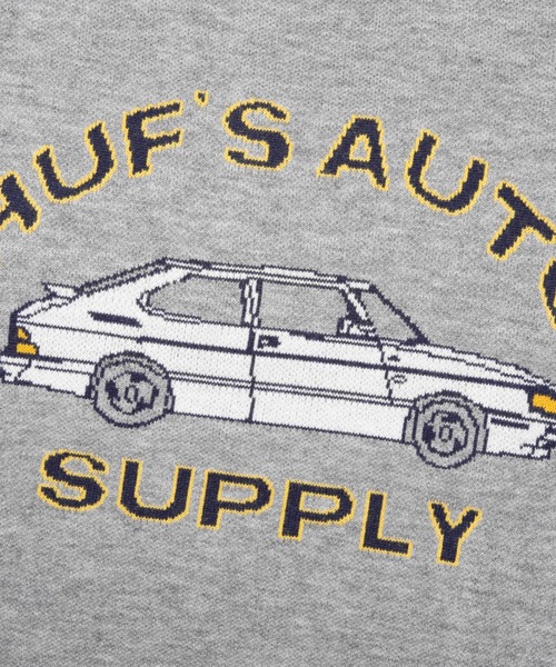 HUF(ハフ)の「CHOP SHOP CREW SWEATER / HUF セーター ニット(ニット/セーター・メンズ・ヘザーグレー/ネイビー・SMALL/MEDIUM/LARGE/X-LARGE/XX-LARGE/X-SMALL)」の4枚目の写真