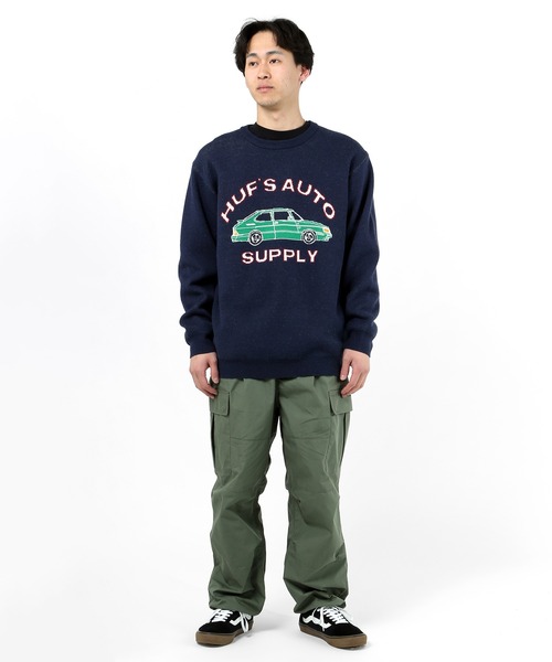HUF(ハフ)の「CHOP SHOP CREW SWEATER / HUF セーター ニット(ニット/セーター・メンズ・ヘザーグレー/ネイビー・SMALL/MEDIUM/LARGE/X-LARGE/XX-LARGE/X-SMALL)」の12枚目の写真