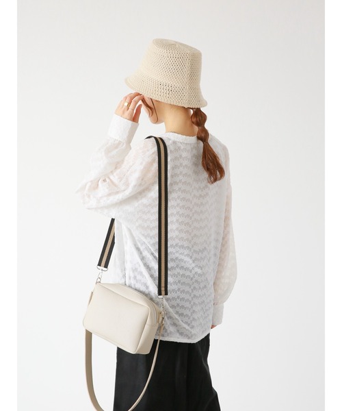 ehka sopo（エヘカソポ）の「ジャカードシアーシャツ（シャツ/ブラウス・レディース・ブラック/キナリ/オフホワイト・ﾌﾘ-）」の6枚目の写真