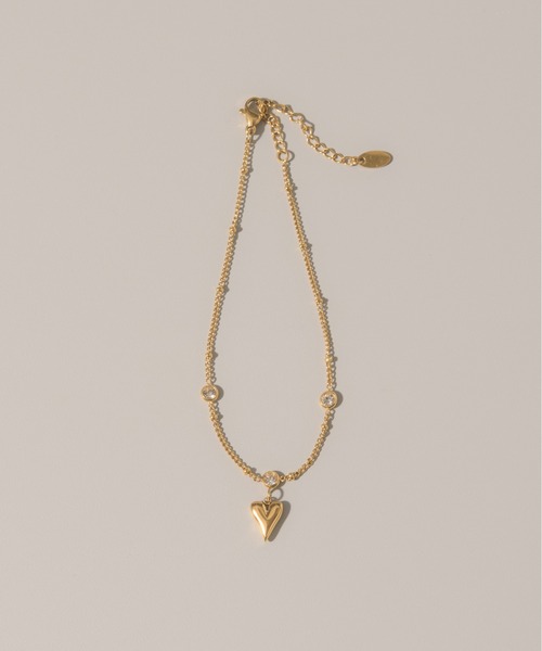 muku(ムク)の「金属アレルギー対応 ジルコンストーンハートアンクレット/サージカルステンレス/316L(アンクレット・レディース・ゴールド・FREE)」の6枚目の写真