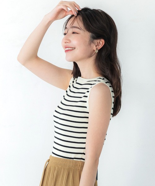 coca(coca)(コカ)の「ニットノースリーブトップス(タンクトップ・レディース・B/ブラック/ベージュ/A・S/M/L)」の4枚目の写真