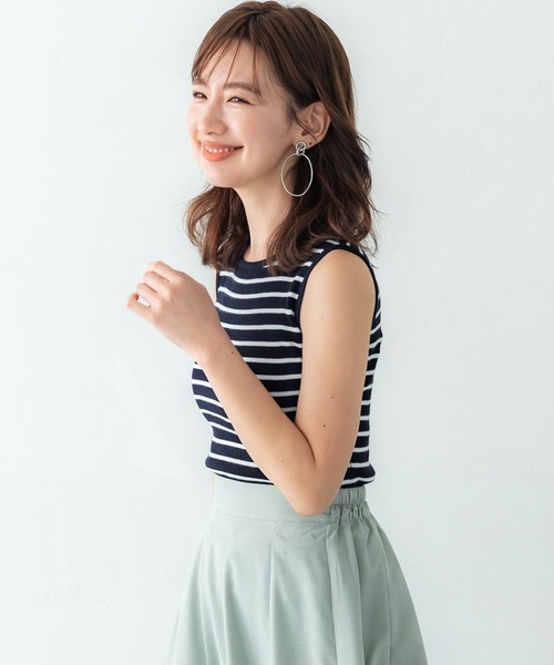 coca(coca)(コカ)の「ニットノースリーブトップス(タンクトップ・レディース・B/ブラック/ベージュ/A・S/M/L)」の1枚目の写真