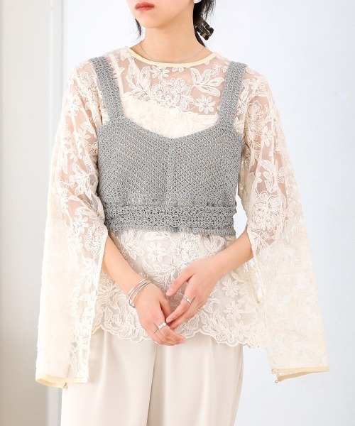 Bab(バブ)の「ビスチェセットシアーボリュームスリーブワンピース(ワンピース・レディース・ピンク/グレイッシュベージュ・M)」の6枚目の写真