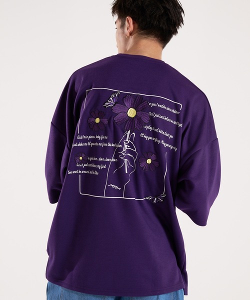 JACKROSE（ジャックローズ）の「JE-バタフライ＆フラワー・刺繍-TEE（Tシャツ/カットソー・メンズ・ホワイト/ブラック系その他2/パープル/ブラック/ホワイト系その他2/ピンク・M/L）」の5枚目の写真