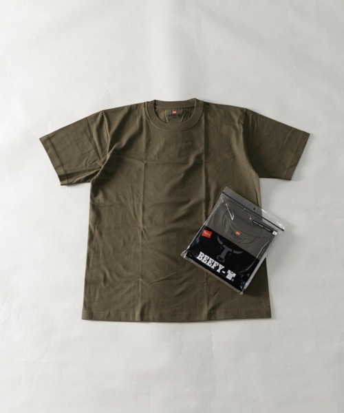 HANES（ヘインズ）の「Hanes ビーフィー ヘビーオンス クルーネック ショートスリーブ Ｔシャツ H5180（Tシャツ/カットソー・メンズ・ネイビー/ダークグレー/ダークグリーン/グリーン系/ホワイト/ダークパープル/ブラック/グレー・XL/L/M）」の7枚目の写真