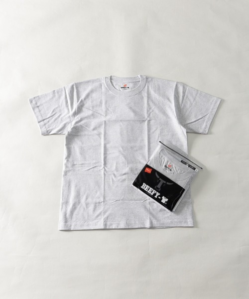 HANES（ヘインズ）の「Hanes ビーフィー ヘビーオンス クルーネック ショートスリーブ Ｔシャツ H5180（Tシャツ/カットソー・メンズ・ネイビー/ダークグレー/ダークグリーン/グリーン系/ホワイト/ダークパープル/ブラック/グレー・XL/L/M）」の4枚目の写真