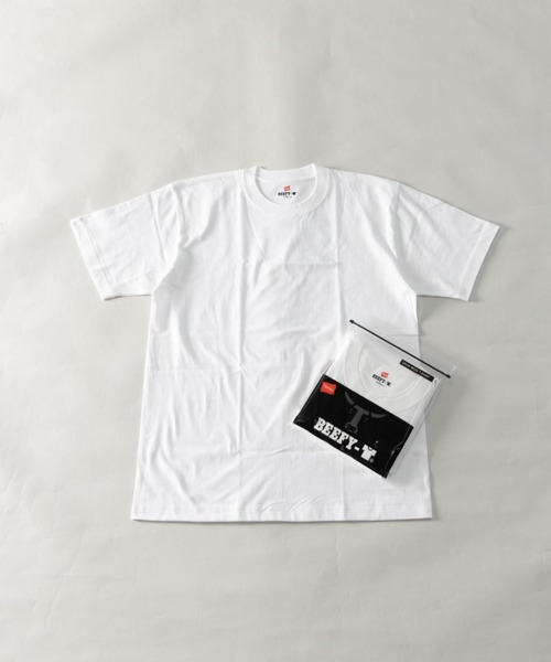 HANES（ヘインズ）の「Hanes ビーフィー ヘビーオンス クルーネック ショートスリーブ Ｔシャツ H5180（Tシャツ/カットソー・メンズ・ネイビー/ダークグレー/ダークグリーン/グリーン系/ホワイト/ダークパープル/ブラック/グレー・XL/L/M）」の2枚目の写真