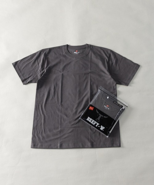 HANES（ヘインズ）の「Hanes ビーフィー ヘビーオンス クルーネック ショートスリーブ Ｔシャツ H5180（Tシャツ/カットソー・メンズ・ネイビー/ダークグレー/ダークグリーン/グリーン系/ホワイト/ダークパープル/ブラック/グレー・XL/L/M）」の5枚目の写真