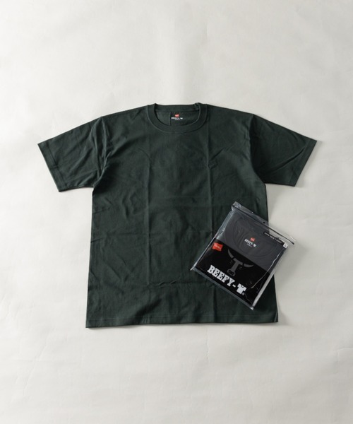 HANES（ヘインズ）の「Hanes ビーフィー ヘビーオンス クルーネック ショートスリーブ Ｔシャツ H5180（Tシャツ/カットソー・メンズ・ネイビー/ダークグレー/ダークグリーン/グリーン系/ホワイト/ダークパープル/ブラック/グレー・XL/L/M）」の6枚目の写真