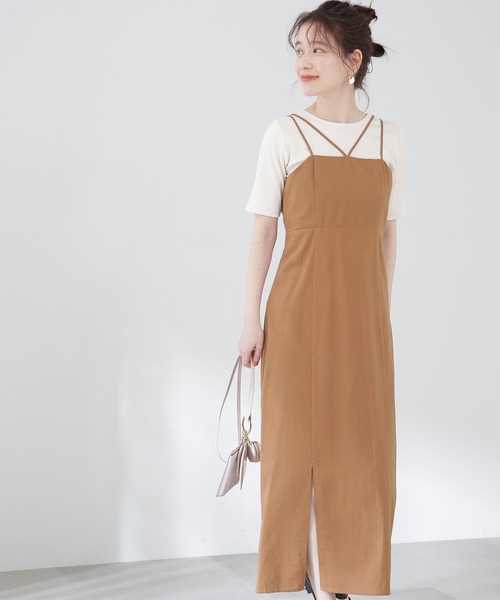 N.(N. Natural Beauty Basic)(エヌエヌナチュラルビューティーベーシック)の「◆コットンレーヨンキャミワンピース(ワンピース・レディース・オフホワイト/ブラック/ベージュ・MEDIUM)」の1枚目の写真