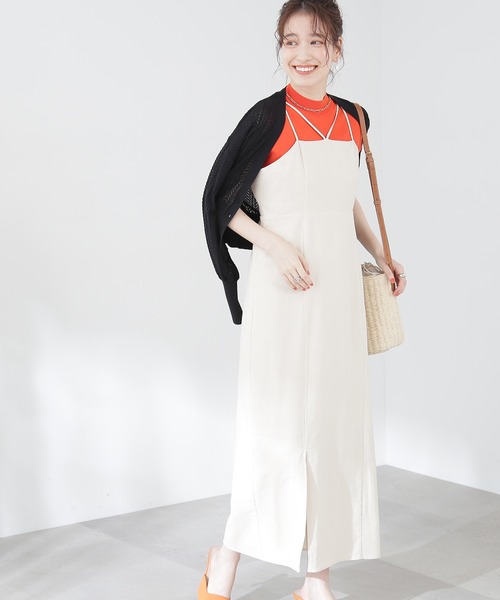 N.(N. Natural Beauty Basic)(エヌエヌナチュラルビューティーベーシック)の「◆コットンレーヨンキャミワンピース(ワンピース・レディース・オフホワイト/ブラック/ベージュ・MEDIUM)」の2枚目の写真