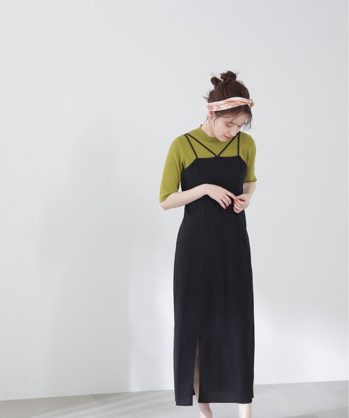 N.(N. Natural Beauty Basic)(エヌエヌナチュラルビューティーベーシック)の「◆コットンレーヨンキャミワンピース(ワンピース・レディース・オフホワイト/ブラック/ベージュ・MEDIUM)」の11枚目の写真