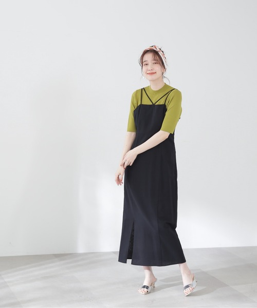 N.(N. Natural Beauty Basic)(エヌエヌナチュラルビューティーベーシック)の「◆コットンレーヨンキャミワンピース(ワンピース・レディース・オフホワイト/ブラック/ベージュ・MEDIUM)」の18枚目の写真