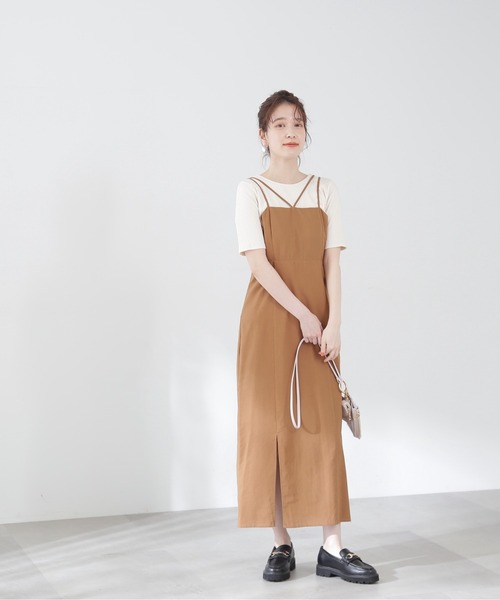 N.(N. Natural Beauty Basic)(エヌエヌナチュラルビューティーベーシック)の「◆コットンレーヨンキャミワンピース(ワンピース・レディース・オフホワイト/ブラック/ベージュ・MEDIUM)」の12枚目の写真
