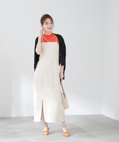 N.(N. Natural Beauty Basic)(エヌエヌナチュラルビューティーベーシック)の「◆コットンレーヨンキャミワンピース(ワンピース・レディース・オフホワイト/ブラック/ベージュ・MEDIUM)」の10枚目の写真