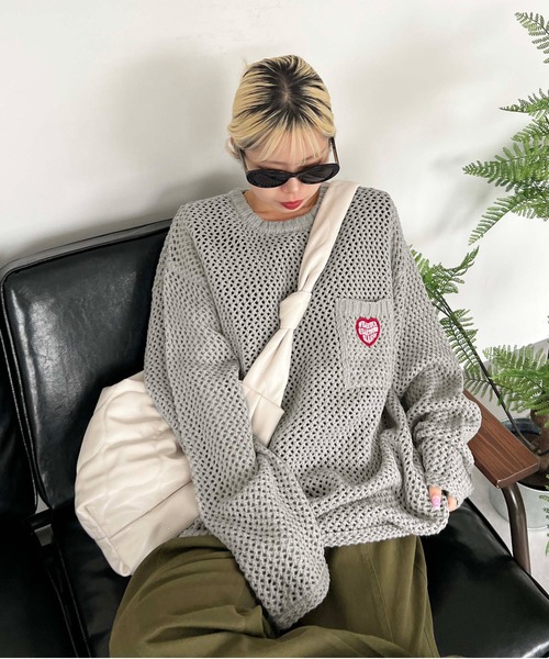 sedacle（セダクル）の「ポケットメッシュニットプルオーバー（ニット/セーター・メンズ・アイボリー/ブルー/ブラック/ライトグレー/ピンク・LARGE/MEDIUM）」の15枚目の写真