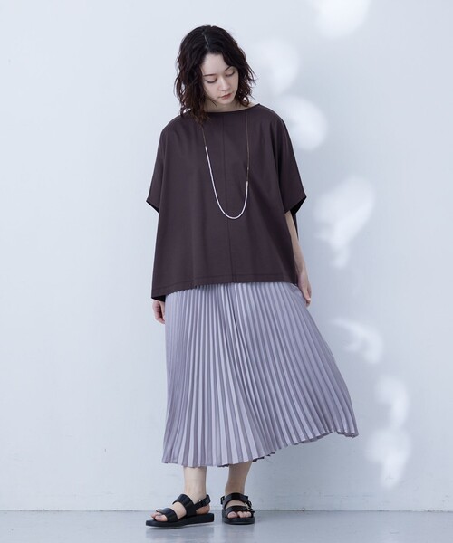 J.PRESS YORK STREET(ジェイプレスヨークストリート)の「【WOMEN】ファブリックスリーブ プルオーバー(Tシャツ/カットソー・レディース・ブラウン系/ネイビー系/オレンジ系/ホワイト系/ブルー系・F)」の7枚目の写真