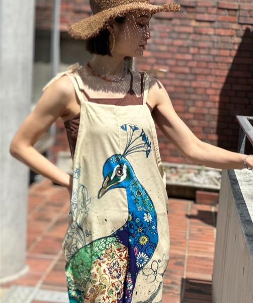 deux amour（ドゥーザムール）の「総柄ロンパース（サロペット/オーバーオール・レディース・アイボリー/グリーン/ベージュ・FREE）」の14枚目の写真